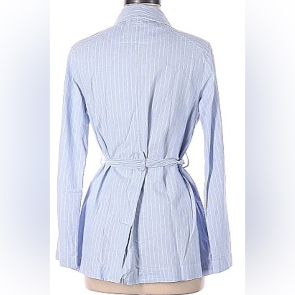 Pinstriped Belted Trench Coat - Picture 2 of 4